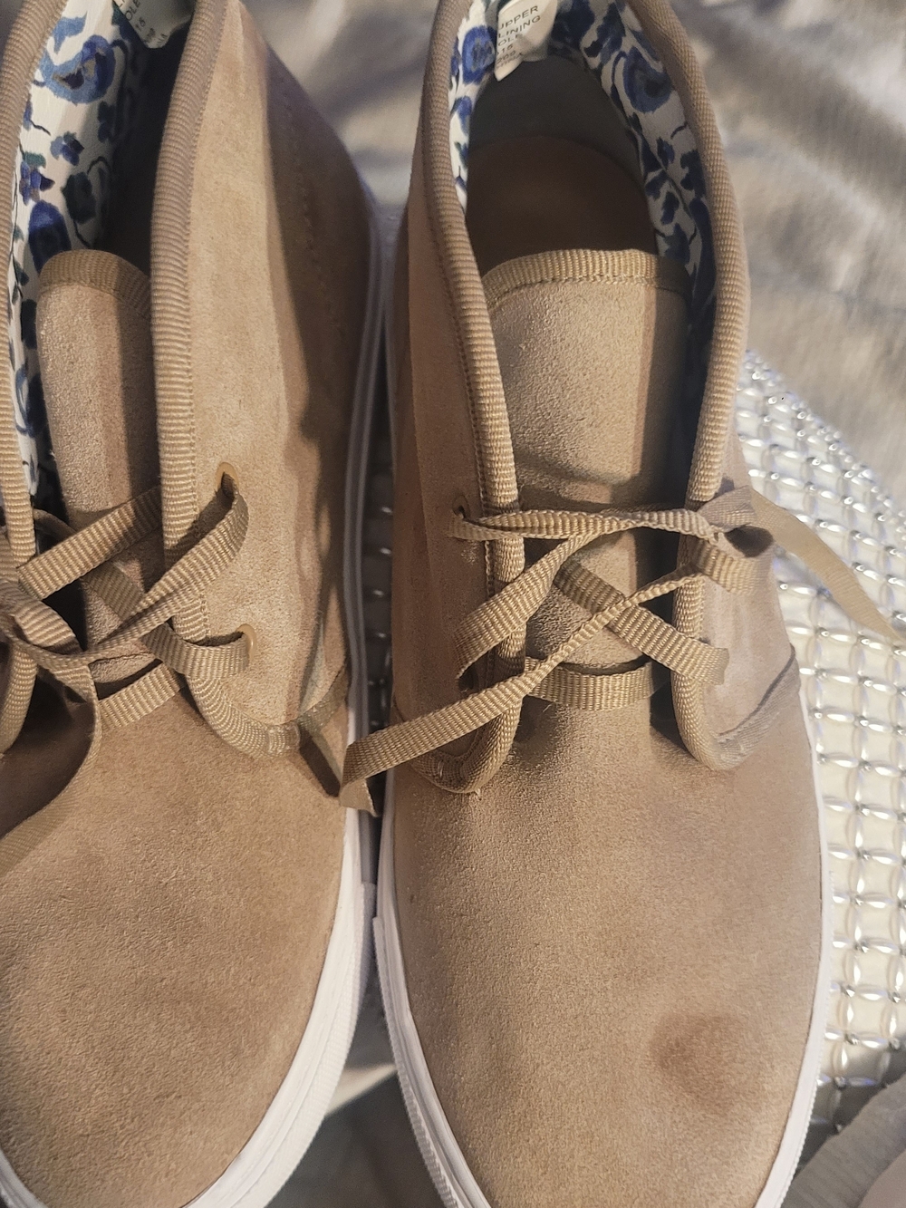 Tory Burch Beige Suede Lace-Up Sneakers with White Sole